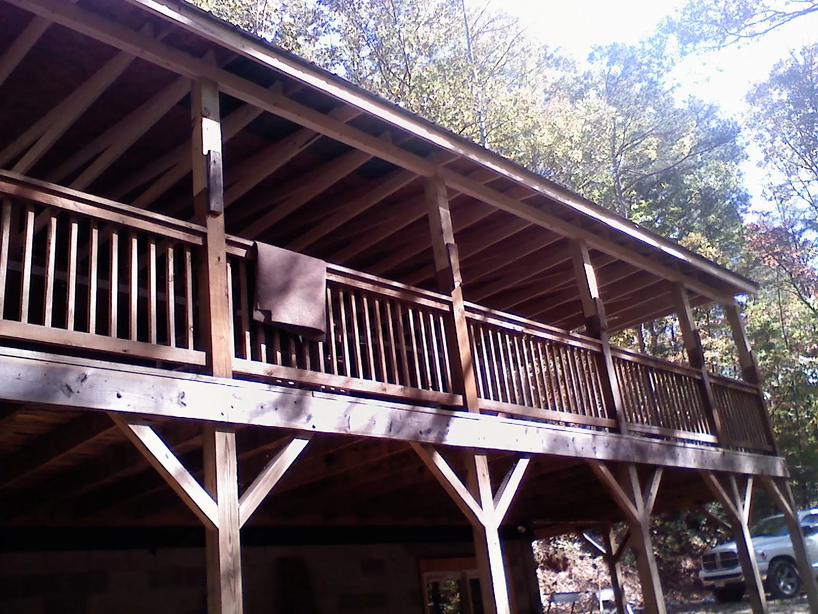 Timber framing under a new elevated porch and deck in Ocean City